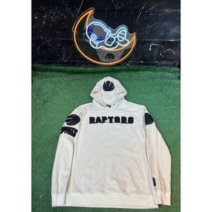 RARE Pro Standard Toronto Raptors Cream Hoodie Black Embroidered Logos Mens Sz L